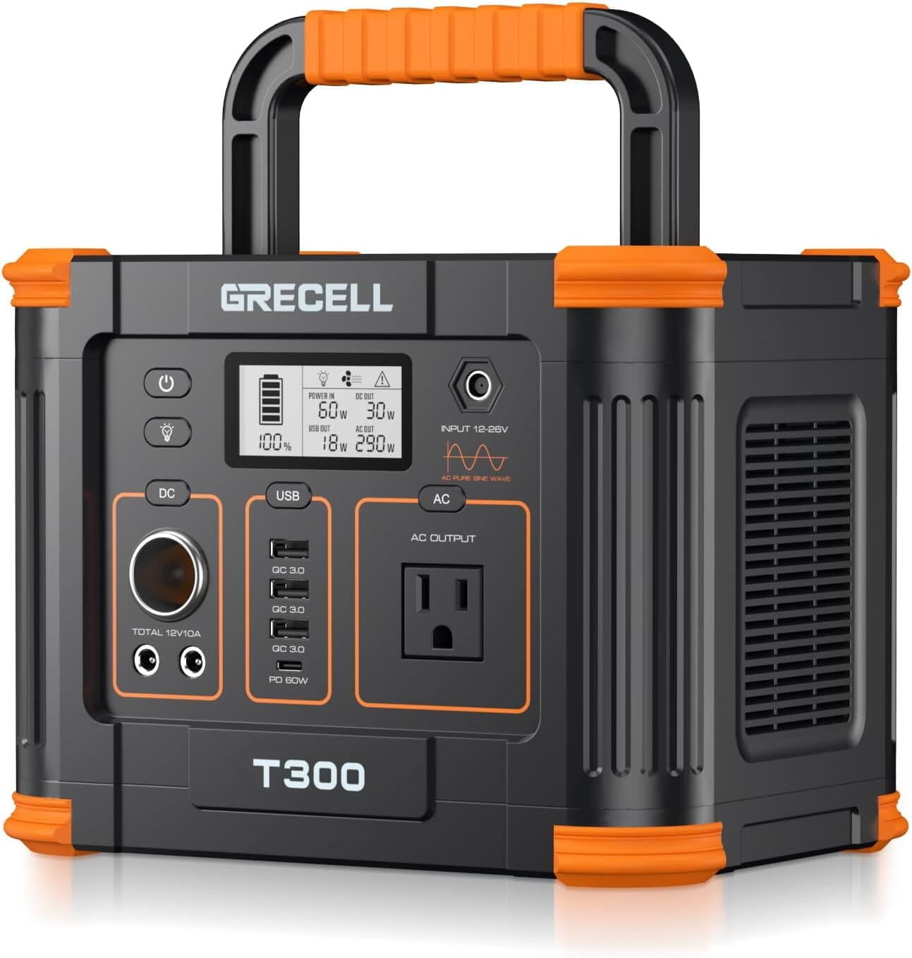 GRECELL- Central eléctrica portátil 300 W, generador solar 288 Wh GRECELL- Central eléctrica portátil 300 W, generador solar 288 Wh