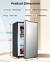 Geekman Congelador vertical compacto de 3.2 pies cúbicos Geekman Congelador vertical compacto de 3.2 pies cúbicos