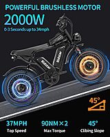 Bicicleta eléctrica para adultos, 1000/2000W, 25/30/37 MPH, 48V-52V, 20AH Bicicleta eléctrica para adultos, 1000/2000W, 25/30/37 MPH, 48V-52V, 20AH