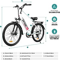 Bicicleta eléctrica de 26 pulgadas, alcance máximo de 30 millas Bicicleta eléctrica de 26 pulgadas, alcance máximo de 30 millas