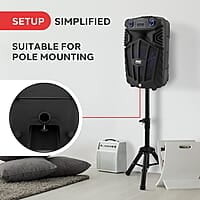 Pyle PPHP122SM - Sistema de altavoces PA portátil Bluetooth de 800 W para exteriores, con micrófono, luces de fiesta, MP3/USB, radio FM, ruedas rodantes, micrófono, control remoto, color negro Pyle PPHP122SM - Sistema de altavoces PA portátil Bluetooth de 800 W para exteriores, con micrófono, luces de fiesta, MP3/USB, radio FM, ruedas rodantes, micrófono, control remoto, color negro
